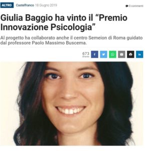 Giulia Baggio ha vinto il “Premio Innovazione Psicologia”