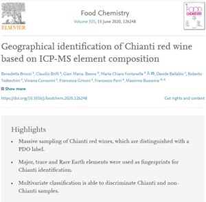 Food Chemestry – Geographical identification of Chianti red wine based on ICP-MS element composition