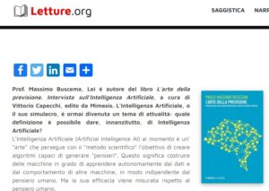Letture.org  – Intervista sull’Intelligenza Artificiale al Prof. Massimo Buscema
