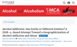 Alcohol Addiction: One Entity or Different Entities? A DSM-4-Based Attempt Toward a Geographicization of Alcohol Addiction and Abuse